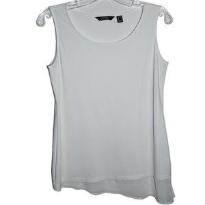 Dennis Basso Caviar Crepe Asymmetrical Chiffon Hem